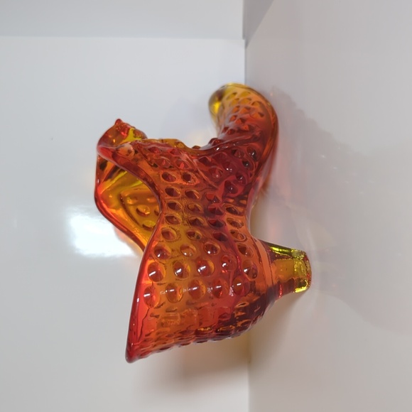Vintage Fenton Amberina Hobnail Glass Cat Head Shoe - Picture 4 of 5